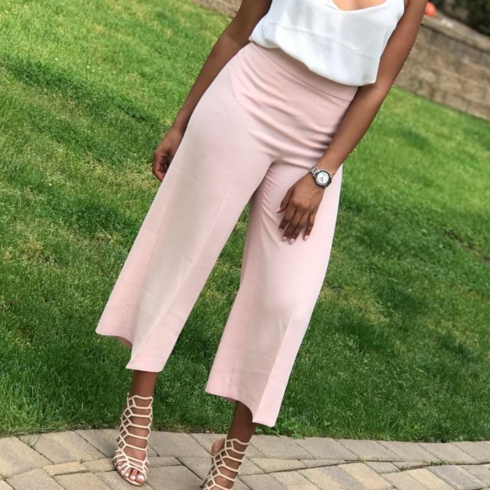 Zara Soft Pink Wide-Leg Pants